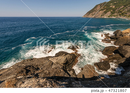 Mediterranean Sea Cliffs in Framura Liguria Italy Mediterranean Sea Cliffs in Framura Liguria Italy 47321807