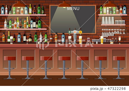 Interior Of Pub Cafe Or Bar のイラスト素材