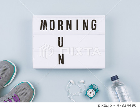 Motivation text on light box Morning run 47324490