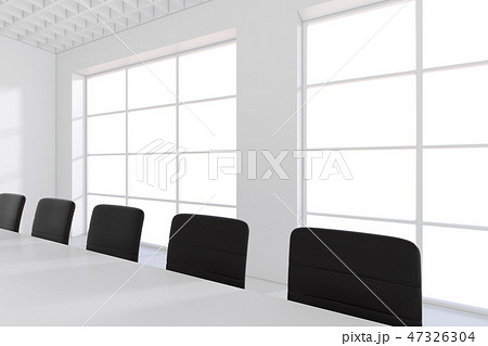 Empty white meeting room and conference table. 3d rendering Empty white meeting room and conference table. 3d rendering 47326304
