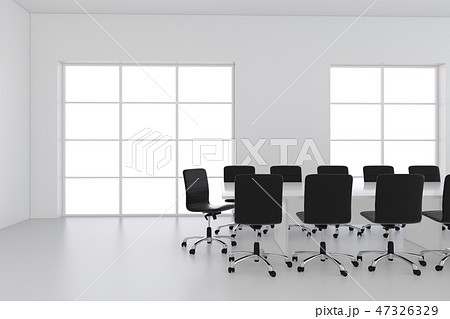 Empty white meeting room and conference table. 3d rendering 47326329