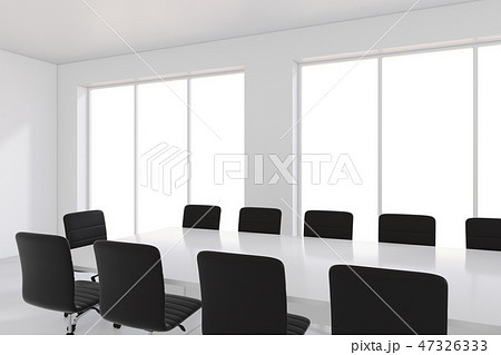 White office and blank banner in interior with large window. 3D Rendering 47326333