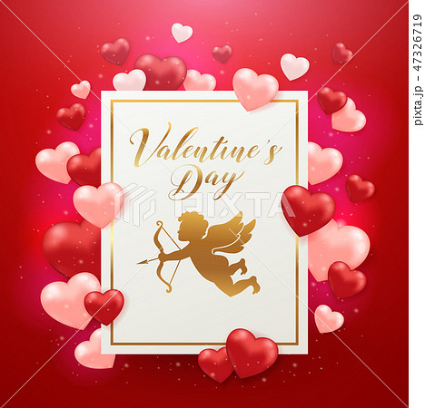 Valentine's day card with cupid and hearts 47326719