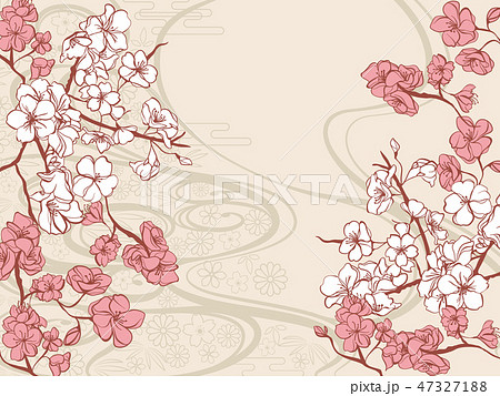 手書き風の桜の和柄の背景のイラスト素材