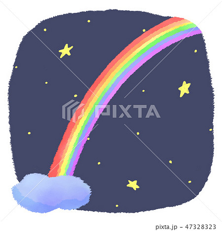 夜の虹と星空 47328323