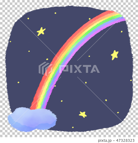 夜の虹と星空 47328323