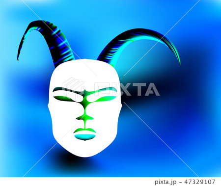 Horned mask ritual antique in the African style. 47329107