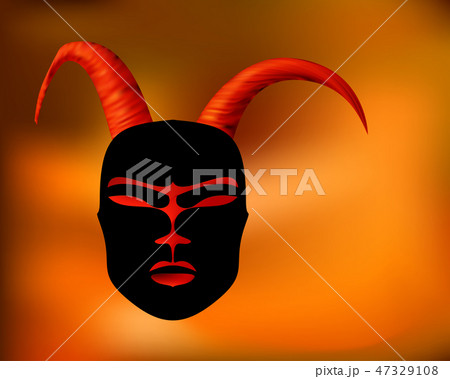 Horned mask ritual antique in the African style. 47329108