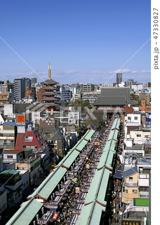 日本の東京都市景観 浅草寺などを望む。平成最後のお正月=平成31年1月2日撮影 日本の東京都市景観 浅草寺などを望む。平成最後のお正月=平成31年1月2日撮影 47330827