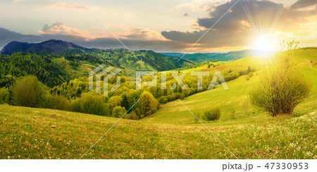 countryside in mountain at sunset 47330953