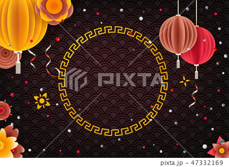 Chinese style holiday frame. Template for a text 47332169