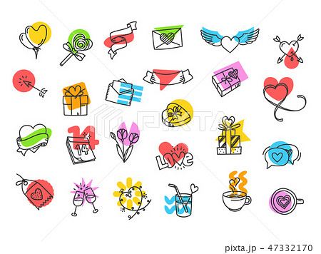 Set of cute valentines day icons. Vector clipart Set of cute valentines day icons. Vector clipart 47332170