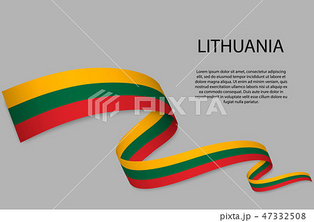 Waving ribbon or banner with flag 47332508