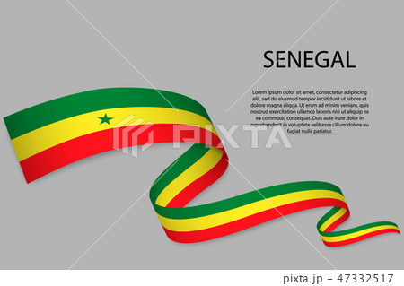 Waving ribbon or banner with flag 47332517