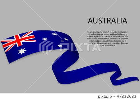 Waving ribbon or banner with flag 47332633