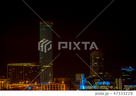 night winter view of Yekaterinburg with Iset tower night winter view of Yekaterinburg with Iset tower 47333229