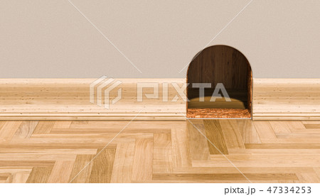 Mouse hole on the wall, 3D rendering 47334253