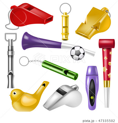 Whistle vector coach whistling sound tool and fan blowing equipment of referee judging game Whistle vector coach whistling sound tool and fan blowing equipment of referee judging game 47335502