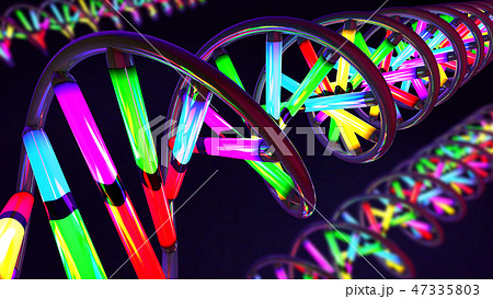Multicolored neon light-like twisted DNA strand Multicolored neon light-like twisted DNA strand 47335803