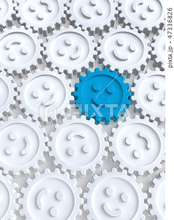 CG　3D　イラスト　立体　デザイン　アイコン　マーク　人　自分　顔　組織　歯車　マナー　働き方改革 47336826