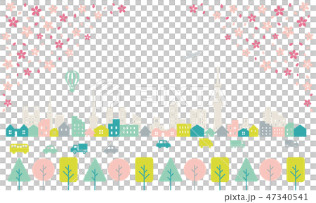 都市風景柔和的顏色佐倉窗簾的風景 47340541