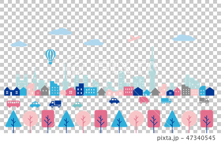 Cityscape landscape Blue Pink Cityscape landscape Blue Pink 47340545