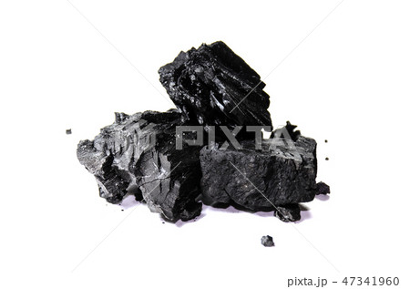 Hardwood charcoal isolated on white background 47341960