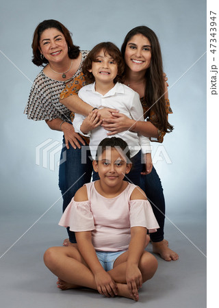 Happy smiling grandma with kids Happy smiling grandma with kids 47343947