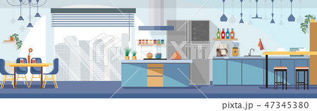 Modern Kitchen Interior Design Cartoon Vector Modern Kitchen Interior Design Cartoon Vector 47345380