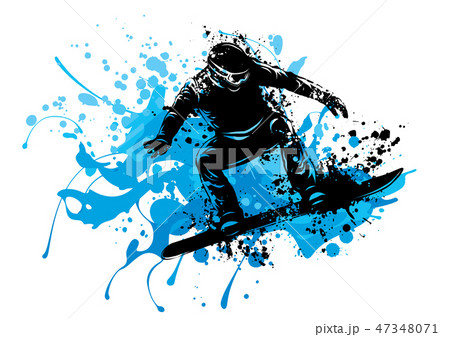 Silhouette Of A Snowboarder Jumping Vector のイラスト素材