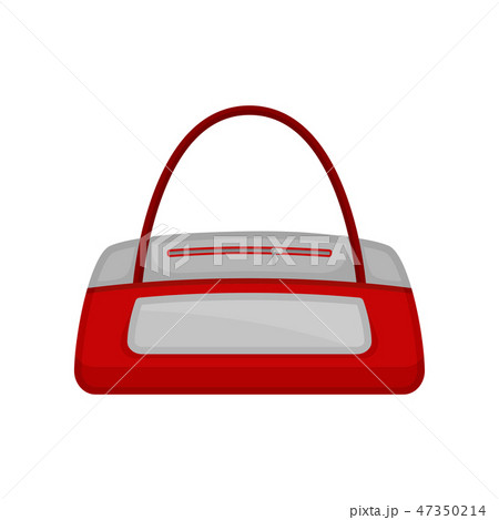 Gym duffel bag in red-white color. Bag for carrying sports clothes, accessories and equipment. Flat Gym duffel bag in red-white color. Bag for carrying sports clothes, accessories and equipment. Flat 47350214