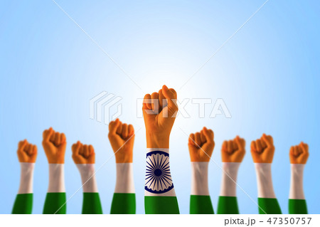 India national flag pattern on leader fist isolate India national flag pattern on leader fist isolate 47350757