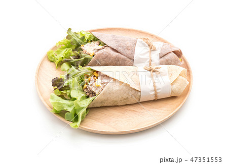 wrap salad roll with tuna corn salad 47351553