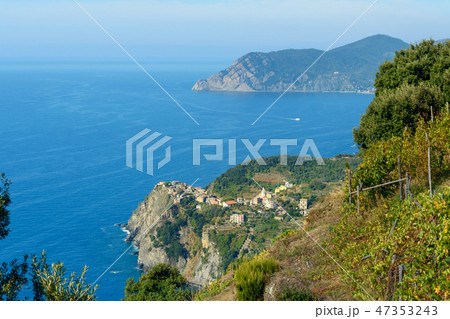 View of Corniglia from mountain. Cinque Terre View of Corniglia from mountain. Cinque Terre 47353243