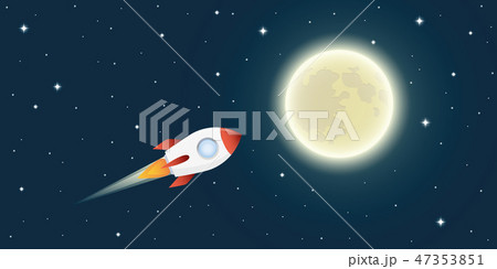 rocket is flying to the full moon in space rocket is flying to the full moon in space 47353851