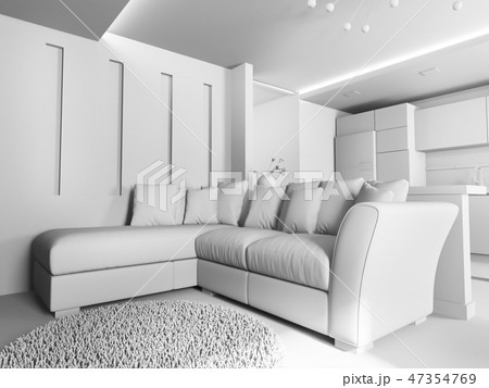 modern interior of living room, 3 d rendering 47354769