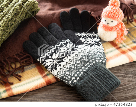 手袋 冬 ファッション小物 防寒の写真素材 [47354823] - PIXTA