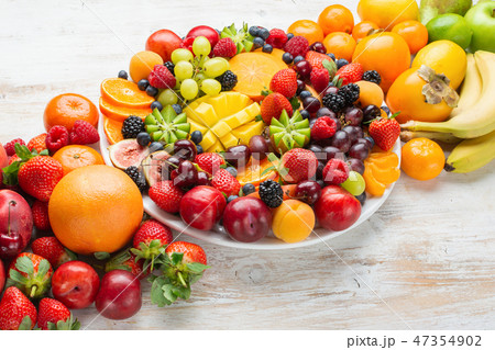 Raw fruits berries platter 47354902
