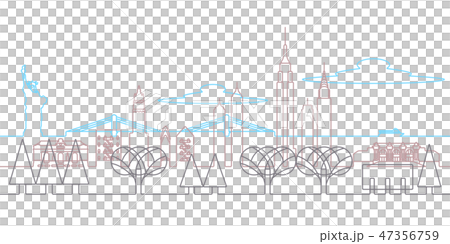 街並　線画　ニューヨーク 47356759
