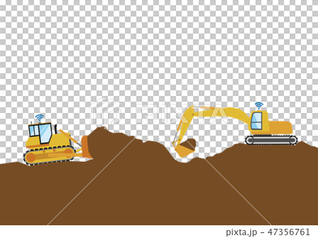 Shovel and bulldozer background white 47356761