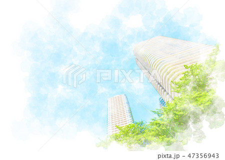高層マンション　不動産イメージ　水彩画風 47356943