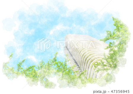 高層マンション　不動産イメージ　水彩画風 47356945