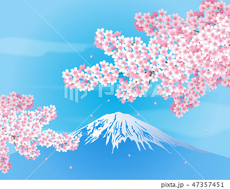 桜と富士山のイラスト素材 47357451 Pixta