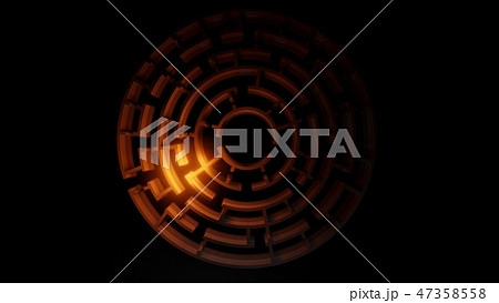 3D circular maze with a bright red flash 47358558