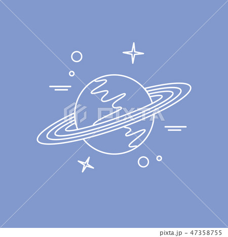 Vector icon planet Saturn with rings Astronomy. 47358755