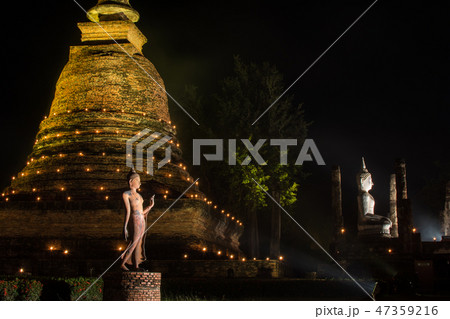 the ancient Buddhist temple of Wat Sa Si the ancient Buddhist temple of Wat Sa Si 47359216