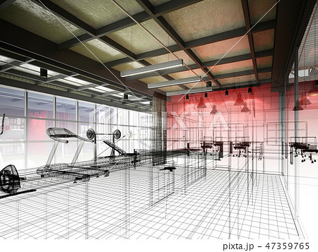 abstract sketch design of interior fitness room abstract sketch design of interior fitness room 47359765