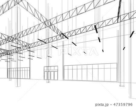 sketch design of interior warehouse, 3d rendering 47359796