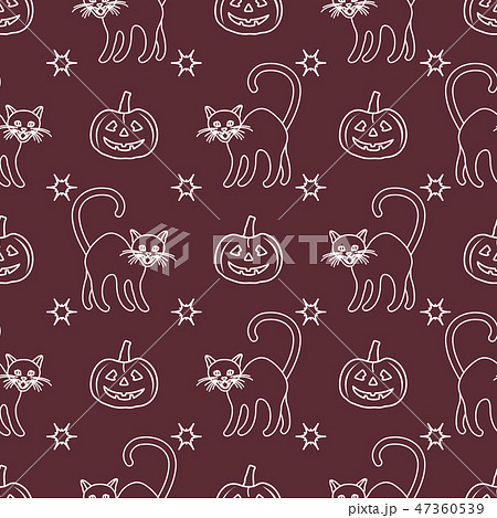 Halloween 2019 seamless pattern Pumpkins, cats. 47360539