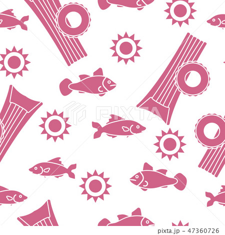 Pattern with fish, sun, inflatable mattress Pattern with fish, sun, inflatable mattress 47360726
